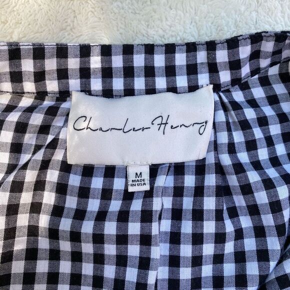 Charles Henry Black White Gingham Check Button Up Dress - Picture 4 of 9